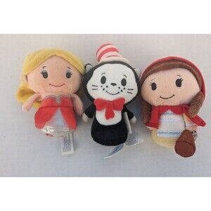 Hallmark Itty Bittys Lot 3 Holiday Barbie, Dr. Seuss, Little Red Riding Hood 4"